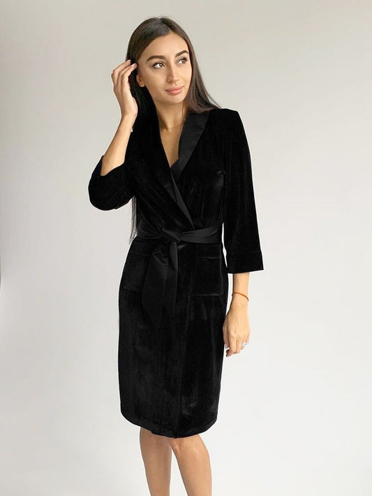 Super Soft Hooded Mini Robe In Black - Robes - INS | Online Fashion Free Shipping Clothing, Dresses, Tops, Shoes - 03/02/2021 - Black - Color_Black