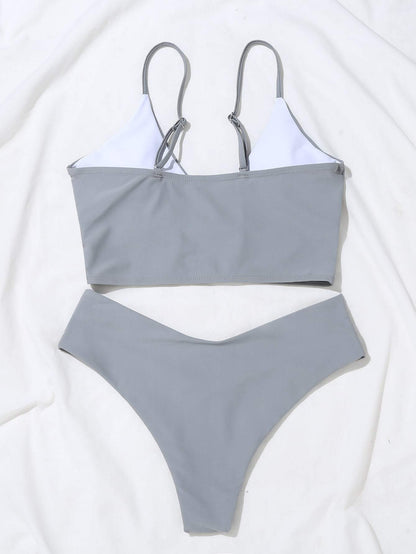 Surplice Neck Bikini Swimsuit - Lingerie - INS | Online Fashion Free Shipping Clothing, Dresses, Tops, Shoes - 02/26/2021 - Army Green - Baby Blue
