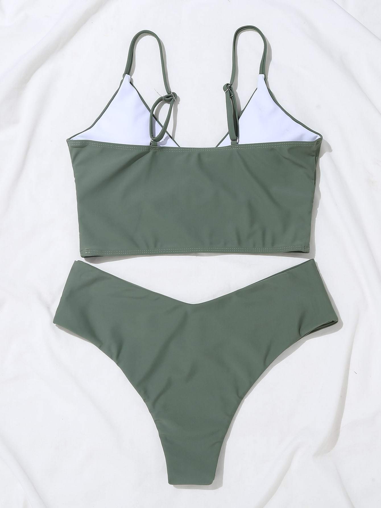 Surplice Neck Bikini Swimsuit - Lingerie - INS | Online Fashion Free Shipping Clothing, Dresses, Tops, Shoes - 02/26/2021 - Army Green - Baby Blue