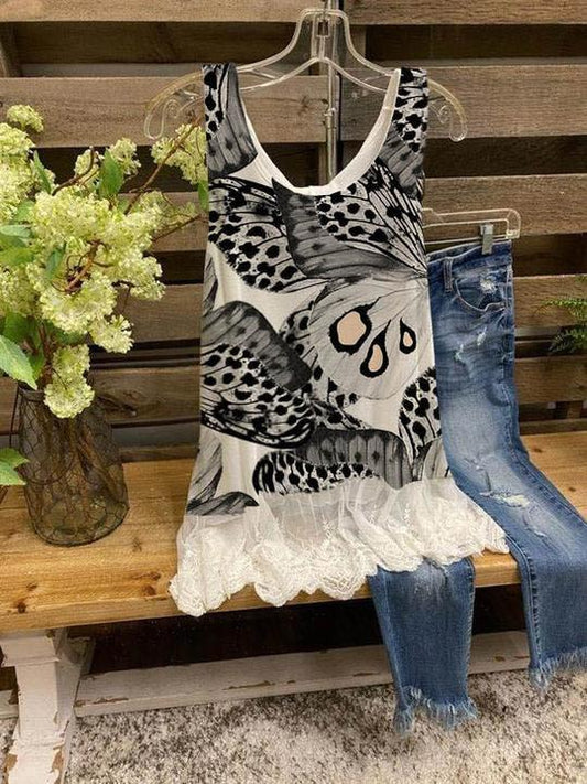 SWEET BUTTERFLY LEOPARD LACE BOTTOMING VEST - INS | Online Fashion Free Shipping Clothing, Dresses, Tops, Shoes