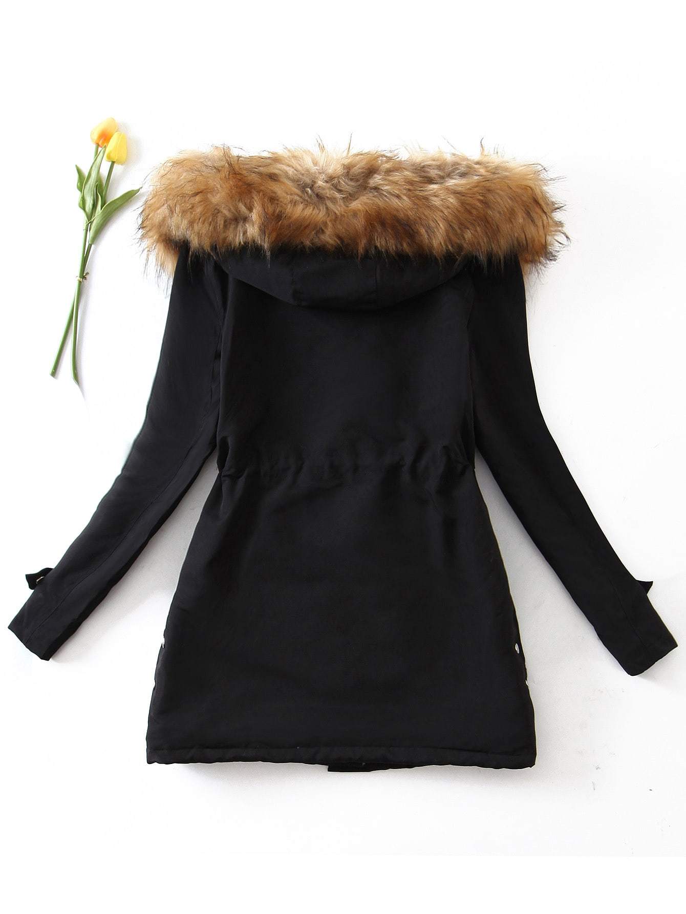 Teddy Lined Drawstring Parka Coat - INS | Online Fashion Free Shipping Clothing, Dresses, Tops, Shoes