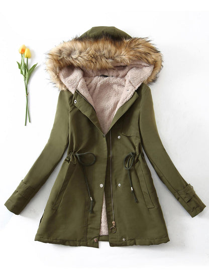 Teddy Lined Drawstring Parka Coat - INS | Online Fashion Free Shipping Clothing, Dresses, Tops, Shoes