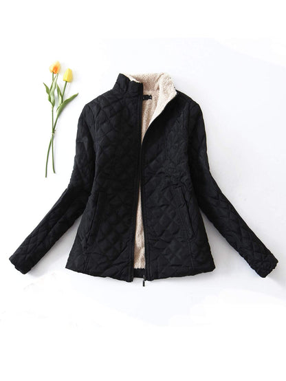 Teddy Lined Zip Up Padded Coat - INS | Online Fashion Free Shipping Clothing, Dresses, Tops, Shoes