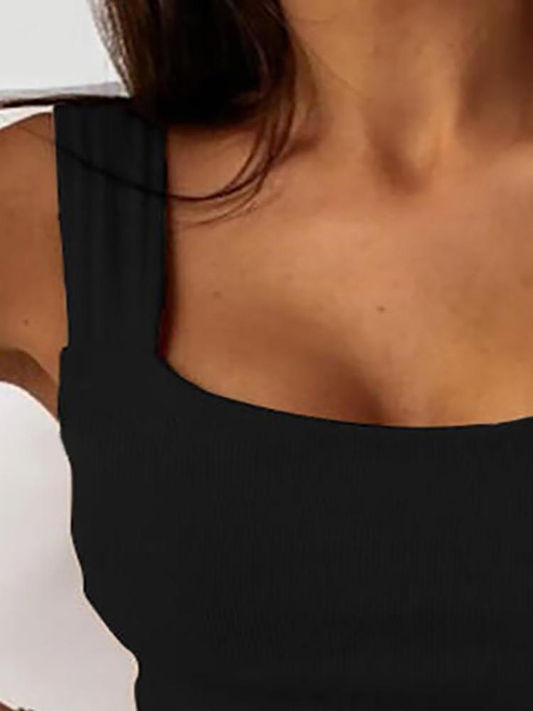 Thick Strap Backless Knit Plain Basic Tank Top - Tank Tops - INS | Online Fashion Free Shipping Clothing, Dresses, Tops, Shoes - 27/04/2021 - Color_Black - Color_Khaki