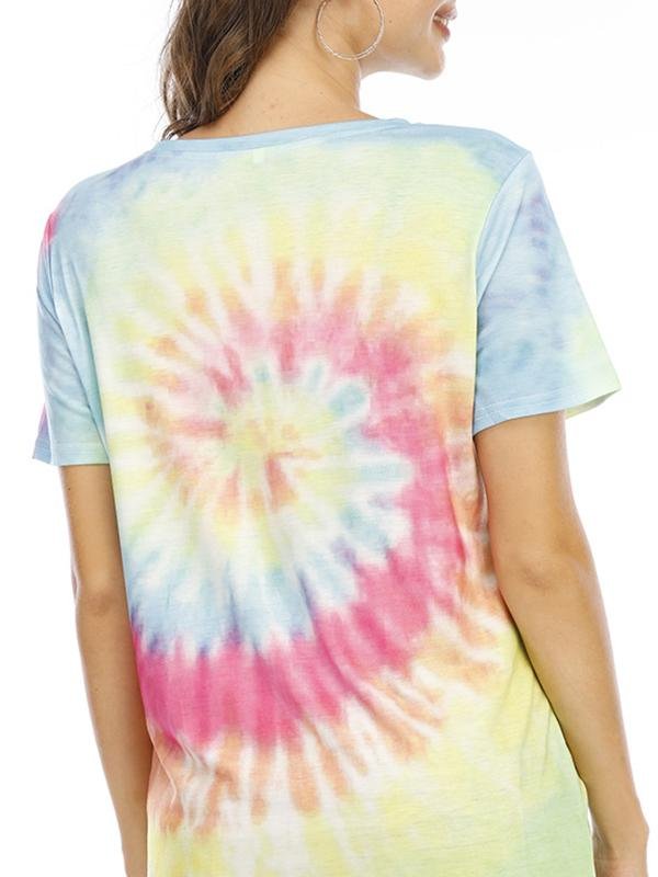 Tie Dye Bee Print Rainbow T-Shirt - T-Shirts - INS | Online Fashion Free Shipping Clothing, Dresses, Tops, Shoes - 13/04/2021 - Color_Multicolor - Daily