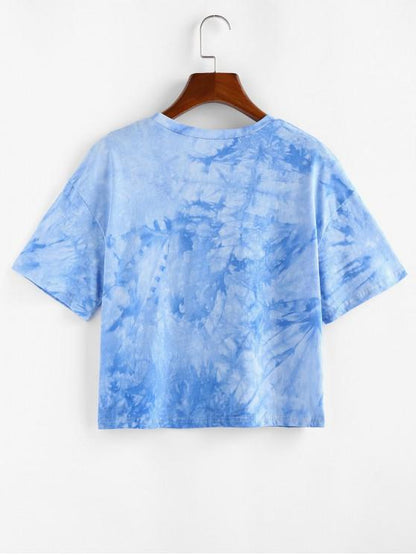 Tie Dye Butterfly Embroidered T Shirt - INS | Online Fashion Free Shipping Clothing, Dresses, Tops, Shoes