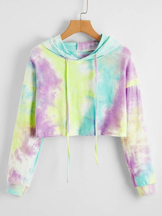 Tie Dye Drawstring Drop Shoulder Hoodie - INS | Online Fashion Free Shipping Clothing, Dresses, Tops, Shoes