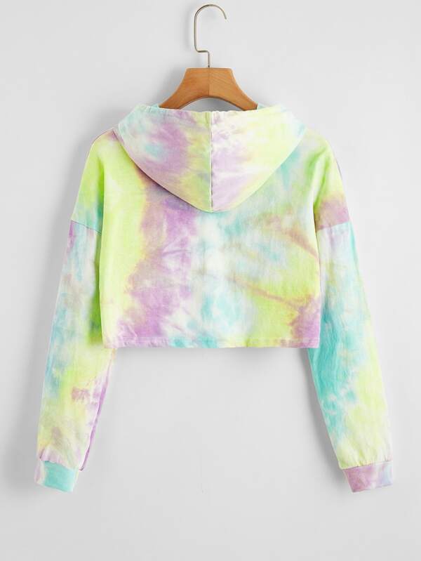 Tie Dye Drawstring Drop Shoulder Hoodie - INS | Online Fashion Free Shipping Clothing, Dresses, Tops, Shoes
