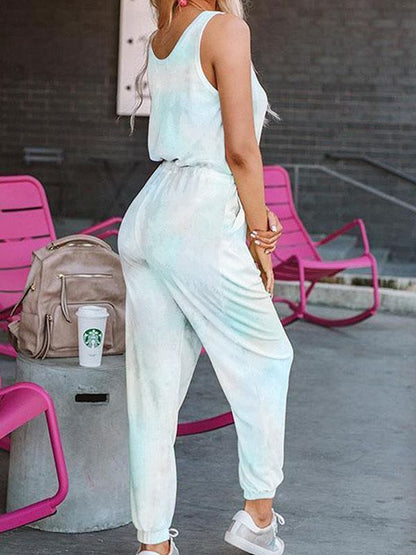 Tie Dye Lace-Up Pants Suit - INS | Online Fashion Free Shipping Clothing, Dresses, Tops, Shoes