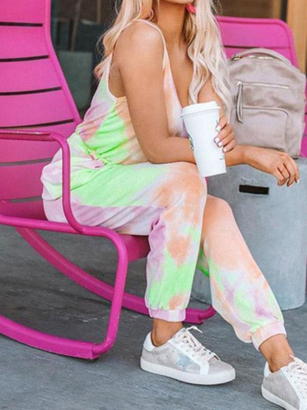 Tie Dye Lace-Up Pants Suit - INS | Online Fashion Free Shipping Clothing, Dresses, Tops, Shoes
