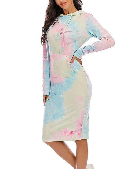 Tie Dye Long Hoodie Dress - Loungewear - INS | Online Fashion Free Shipping Clothing, Dresses, Tops, Shoes - 2XL - 3XL - Bodycon Dresses