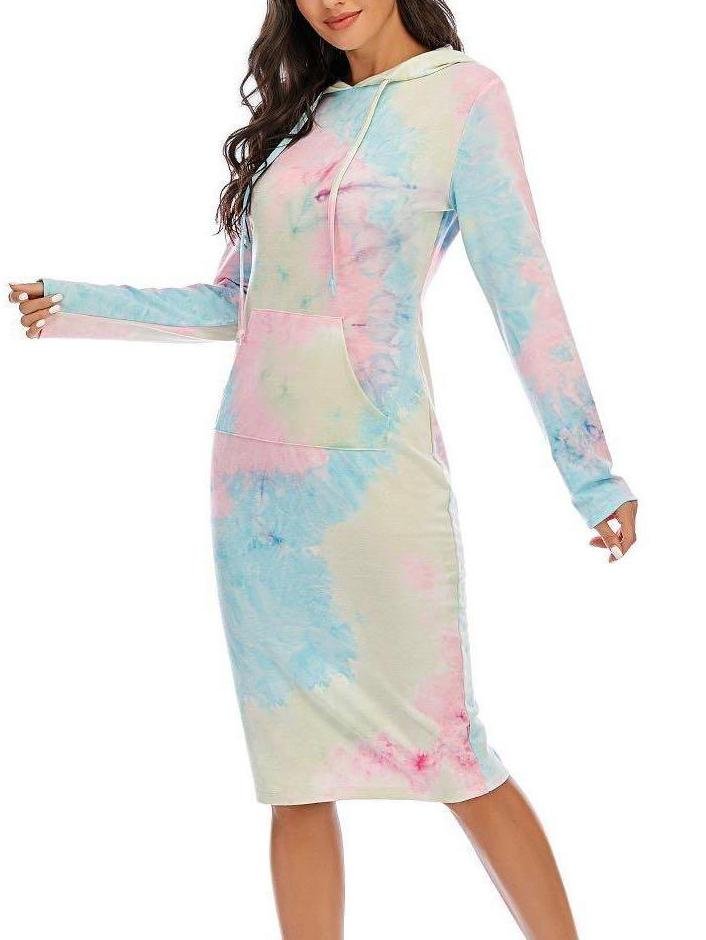 Tie Dye Long Hoodie Dress - Loungewear - INS | Online Fashion Free Shipping Clothing, Dresses, Tops, Shoes - 2XL - 3XL - Bodycon Dresses