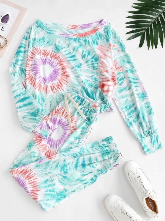 Tie Dye Lounge Sweat Two Piece Set - INS | Online Fashion Free Shipping Clothing, Dresses, Tops, Shoes
