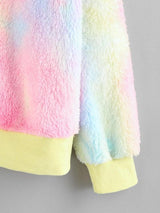 Tie Dye Plush Drop Shoulder Jacket - INS | Online Fashion Free Shipping Clothing, Dresses, Tops, Shoes
