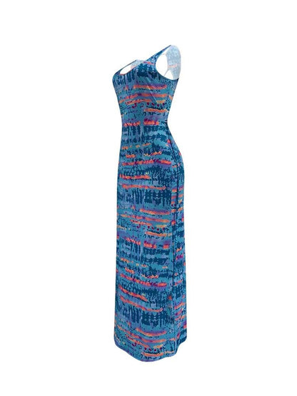 Tie Dye Print Crisscross Backless Sleeveless Maxi Dress - Maxi Dresses - INS | Online Fashion Free Shipping Clothing, Dresses, Tops, Shoes - 26/04/2021 - Color_Blue - Color_Purple