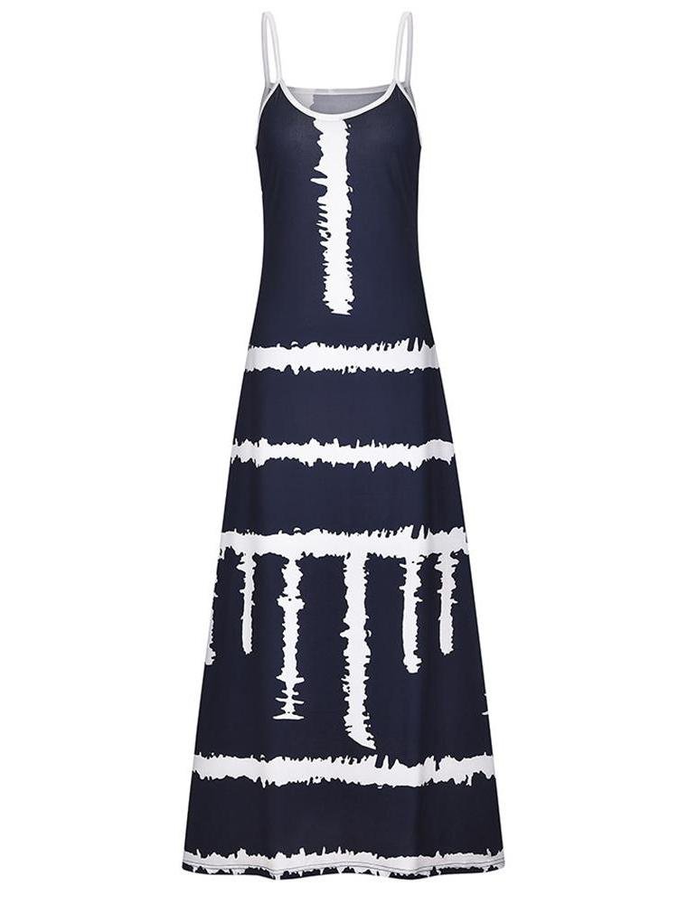 Tie Dye Print Halter Maxi Dress - Maxi Dresses - INS | Online Fashion Free Shipping Clothing, Dresses, Tops, Shoes - 28/04/2021 - Category_Maxi Dresses - Color_Dark Blue