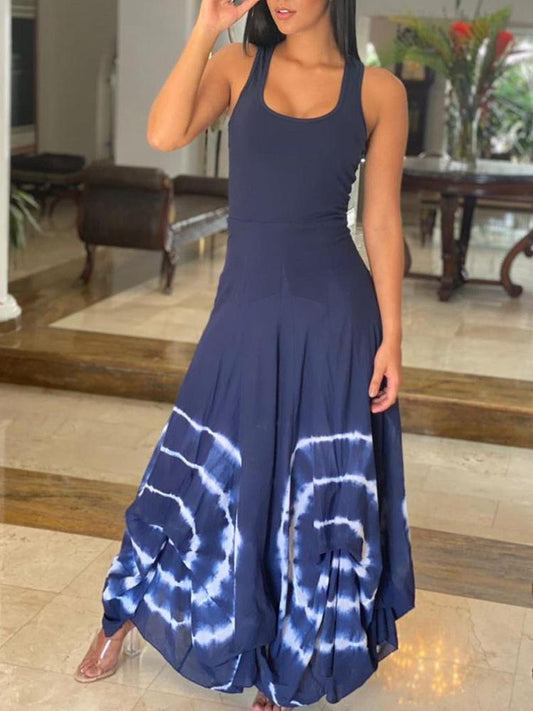 Tie Dye Print Thick Strap Maxi Dress - Maxi Dresses - INS | Online Fashion Free Shipping Clothing, Dresses, Tops, Shoes - 28/04/2021 - Category_Maxi Dresses - Color_Blue