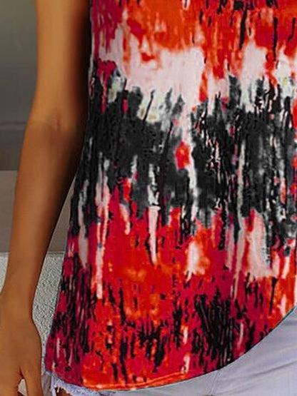 Tie-Dye Printed Crew Neck Sleeveless Tank Top - Tank Tops - INS | Online Fashion Free Shipping Clothing, Dresses, Tops, Shoes - 02/07/2021 - 10-20 - Category_Tank Tops