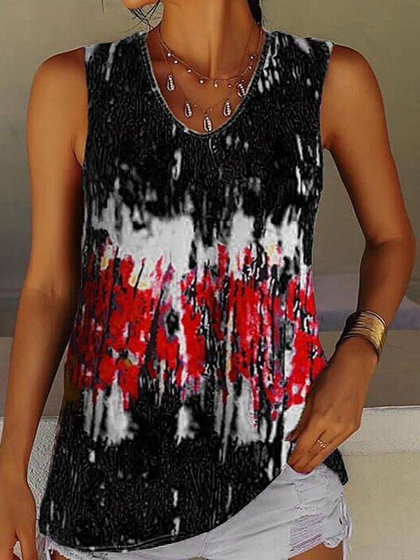 Tie-Dye Printed Crew Neck Sleeveless Tank Top - Tank Tops - INS | Online Fashion Free Shipping Clothing, Dresses, Tops, Shoes - 02/07/2021 - 10-20 - Category_Tank Tops