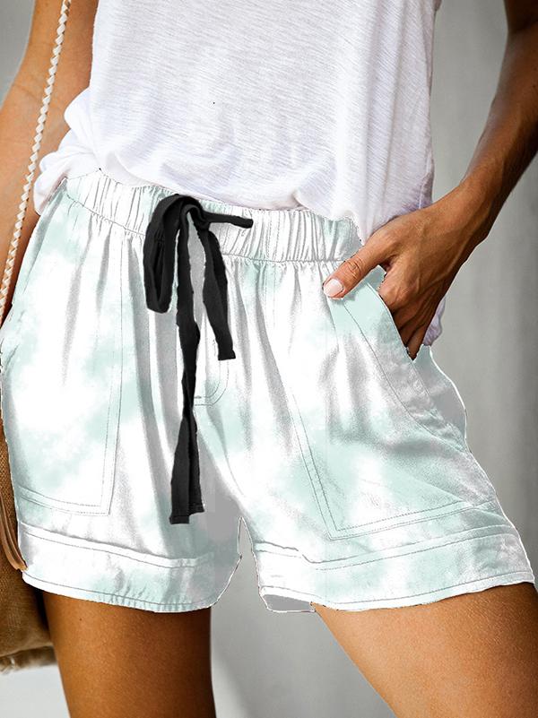 Tie-dye Printed High-waist Straight-leg Casual Shorts - Shorts - INS | Online Fashion Free Shipping Clothing, Dresses, Tops, Shoes - 10/05/2021 - Category_Shorts - Color_Light Green