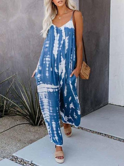 Tie-dye Printed Suspenders Casual Wide-Leg Jumpsuit - Jumpsuits - INS | Online Fashion Free Shipping Clothing, Dresses, Tops, Shoes - 12/05/2021 - 120521 - Category_Jumpsuits
