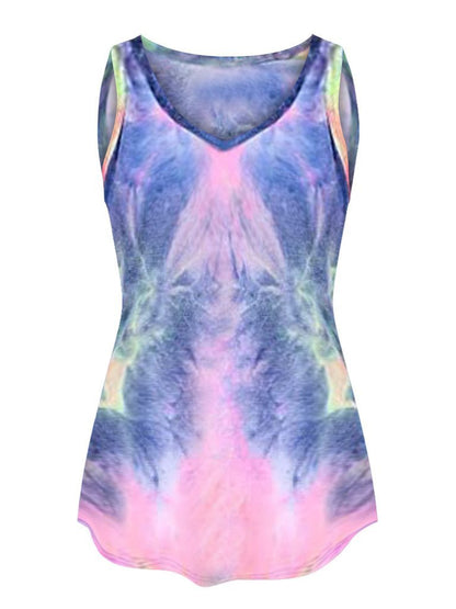 Tie-Dye Sleeveless V-Neck Tank Top - Tank Tops - INS | Online Fashion Free Shipping Clothing, Dresses, Tops, Shoes - 10-20 - 17/06/2021 - Category_Tank Tops