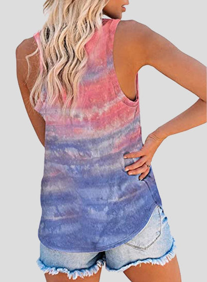 Tie-Dye Sleeveless V-Neck Tank Top - Tank Tops - INS | Online Fashion Free Shipping Clothing, Dresses, Tops, Shoes - 10-20 - 17/06/2021 - Category_Tank Tops