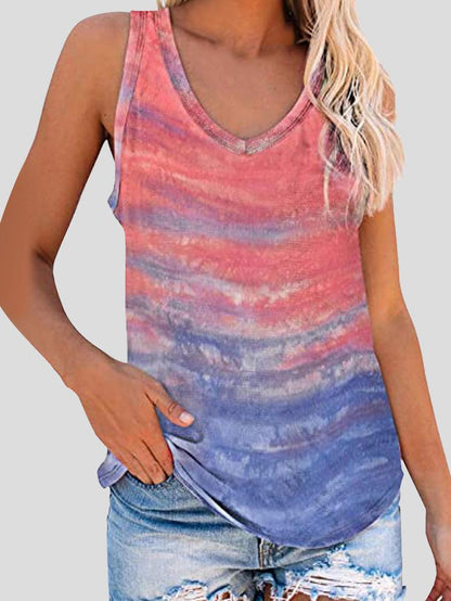 Tie-Dye Sleeveless V-Neck Tank Top - Tank Tops - INS | Online Fashion Free Shipping Clothing, Dresses, Tops, Shoes - 10-20 - 17/06/2021 - Category_Tank Tops