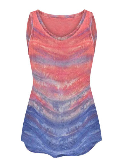 Tie-Dye Sleeveless V-Neck Tank Top - Tank Tops - INS | Online Fashion Free Shipping Clothing, Dresses, Tops, Shoes - 10-20 - 17/06/2021 - Category_Tank Tops