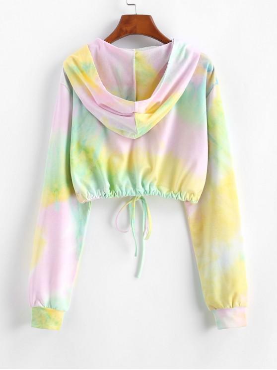 Tie Dye Sunflower Embroidered Copped Hoodie - INS | Online Fashion Free Shipping Clothing, Dresses, Tops, Shoes