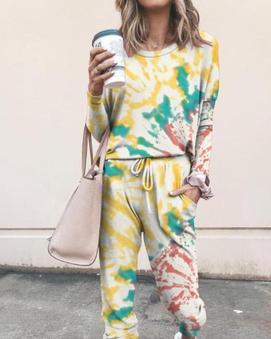 Tie Dye T-shirt Pants Homewear Two-piece - Sets - INS | Online Fashion Free Shipping Clothing, Dresses, Tops, Shoes - 02/18/2021 - 2 piece sets - 2XL