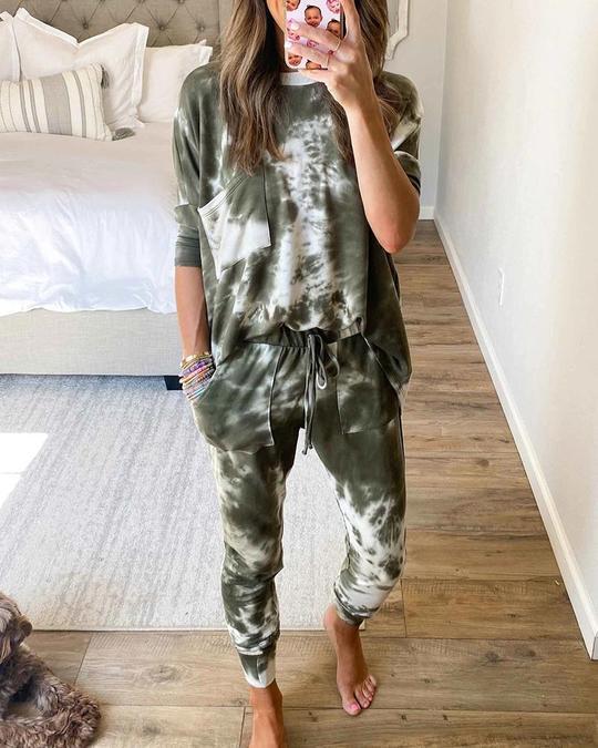 Tie Dye T-shirt & Pants Set - Sets - INS | Online Fashion Free Shipping Clothing, Dresses, Tops, Shoes - 02/18/2021 - 2 piece sets - Casual