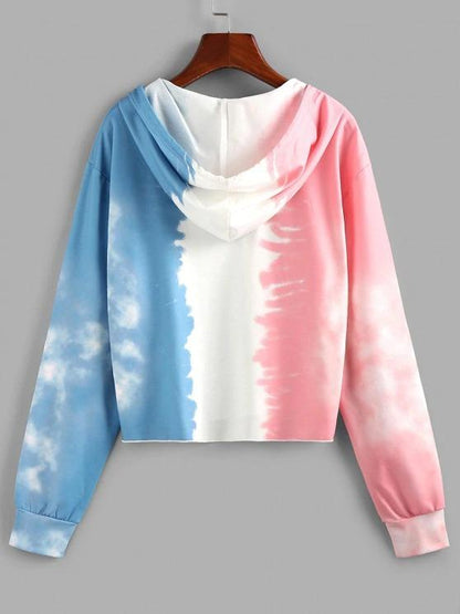 Tie Dye V Notch Drawstring Hoodie - INS | Online Fashion Free Shipping Clothing, Dresses, Tops, Shoes