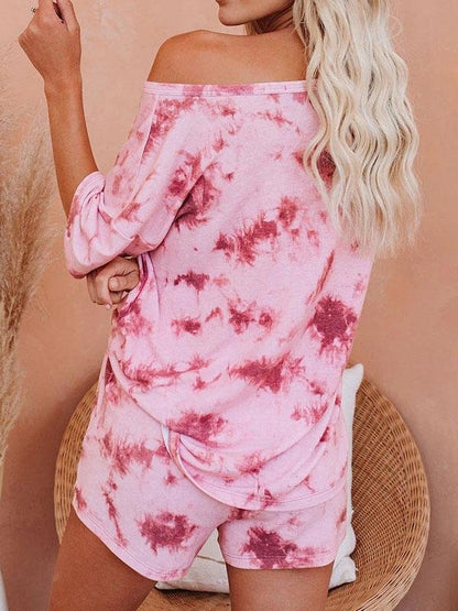 Tie-dyed Short Sleeve Tops & Shorts Two-piece Suit - Sets - INS | Online Fashion Free Shipping Clothing, Dresses, Tops, Shoes - 20-30 - 28/06/2021 - Bottoms