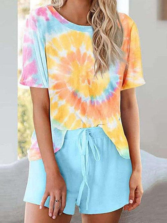 Tie-dyed Tops & Solid Shorts Two-piece Suit - Sets - INS | Online Fashion Free Shipping Clothing, Dresses, Tops, Shoes - 20-30 - 28/06/2021 - Bottoms