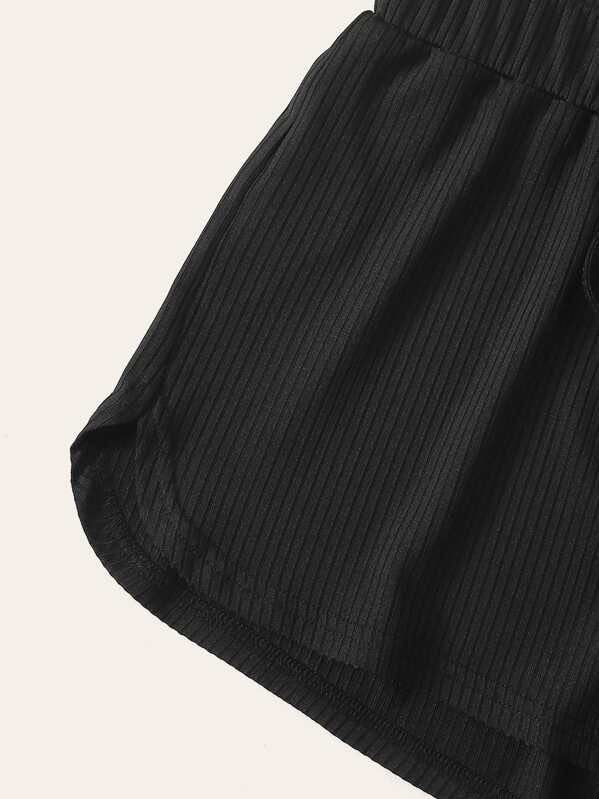 Tie Waist Rib-knit Track Shorts - INS | Online Fashion Free Shipping Clothing, Dresses, Tops, Shoes