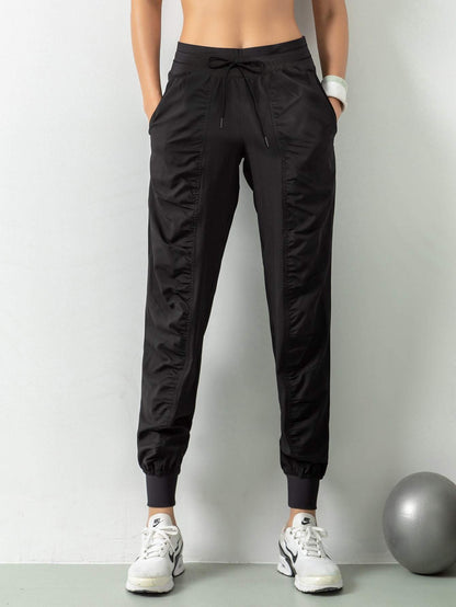 Tie Waist Ruched Sports Pants - Activewear - INS | Online Fashion Free Shipping Clothing, Dresses, Tops, Shoes - 02/18/2021 - Activewear - Autumn