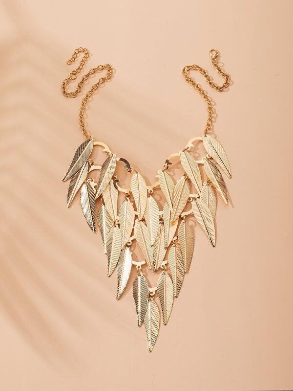 Tiered Leaf Charm Necklace - INS | Online Fashion Free Shipping Clothing, Dresses, Tops, Shoes