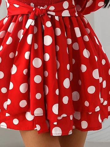 Tight Waist V-neck Polka Dot Mini Dress - Mini Dresses - INS | Online Fashion Free Shipping Clothing, Dresses, Tops, Shoes - 17/06/2021 - 30-40 - color-black