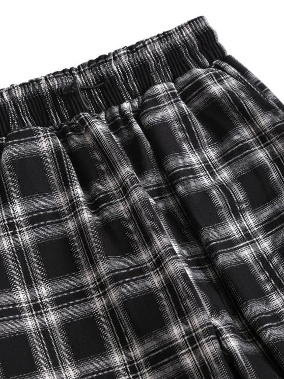 Toggle Drawstring Plaid Pockets Pants - INS | Online Fashion Free Shipping Clothing, Dresses, Tops, Shoes