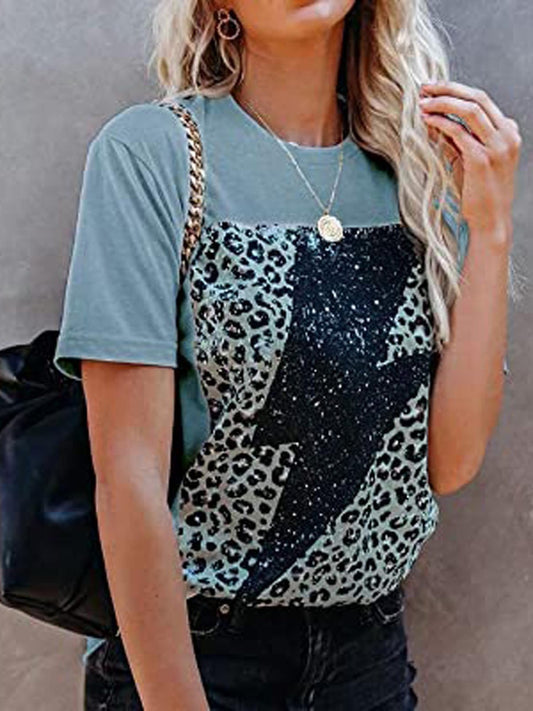 Trendy Round Neck Lightning Print Top - T-shirts - INS | Online Fashion Free Shipping Clothing, Dresses, Tops, Shoes - 13/05/2021 - 13052021 - 130521