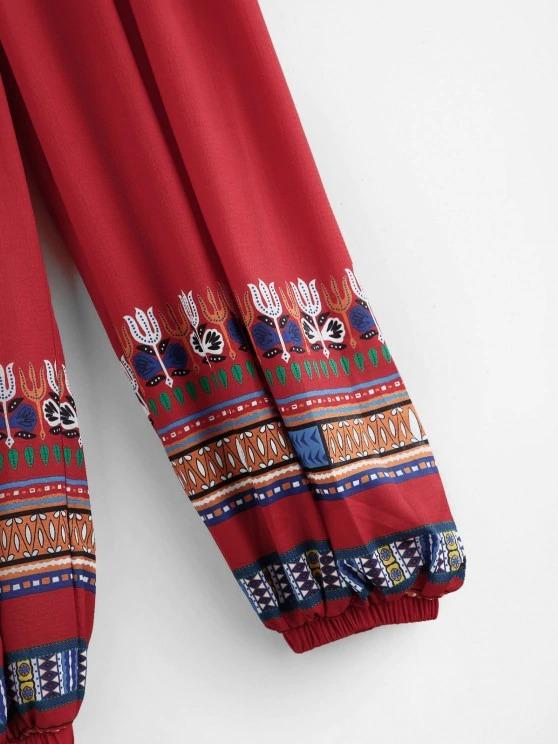 Tribal Print High Waisted Elastic Hem Pants - INS | Online Fashion Free Shipping Clothing, Dresses, Tops, Shoes