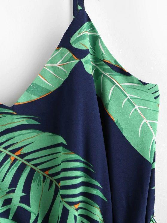 Tropical Palm Leaf Belt Cami Dress - INS | Online Fashion Free Shipping Clothing, Dresses, Tops, Shoes