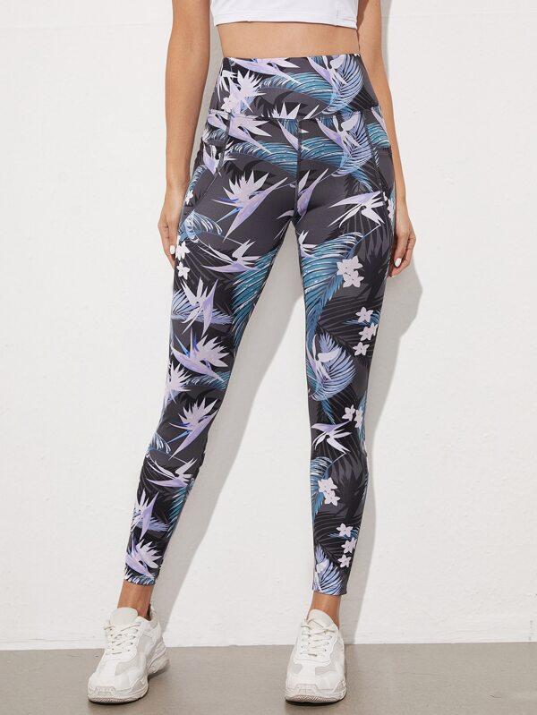 Tropical Print Sports Leggings - INS | Online Fashion Free Shipping Clothing, Dresses, Tops, Shoes