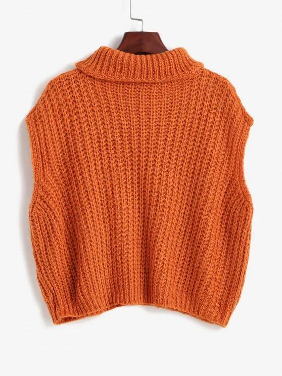 Turtleneck Cable Knit Chunky Sweater Vest - INS | Online Fashion Free Shipping Clothing, Dresses, Tops, Shoes