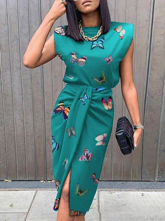 Two-Piece Dress With Butterfly Print Waist Twisted High Slit - Sets - INS | Online Fashion Free Shipping Clothing, Dresses, Tops, Shoes - 26/07/2021 - 30-40 - Bottom