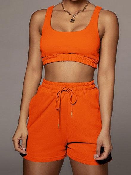 Two-Piece Vest Drawstring Sports And Leisure Shorts - Sets - INS | Online Fashion Free Shipping Clothing, Dresses, Tops, Shoes - 09/07/2021 - 20-30 - Bottom