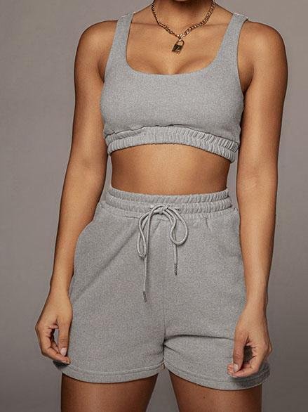 Two-Piece Vest Drawstring Sports And Leisure Shorts - Sets - INS | Online Fashion Free Shipping Clothing, Dresses, Tops, Shoes - 09/07/2021 - 20-30 - Bottom