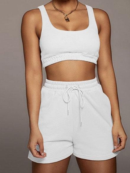 Two-Piece Vest Drawstring Sports And Leisure Shorts - Sets - INS | Online Fashion Free Shipping Clothing, Dresses, Tops, Shoes - 09/07/2021 - 20-30 - Bottom