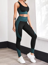 Two Tone Criss Cross Back Sports Set - Activewear - INS | Online Fashion Free Shipping Clothing, Dresses, Tops, Shoes - 02/03/2021 - Activewear - Black